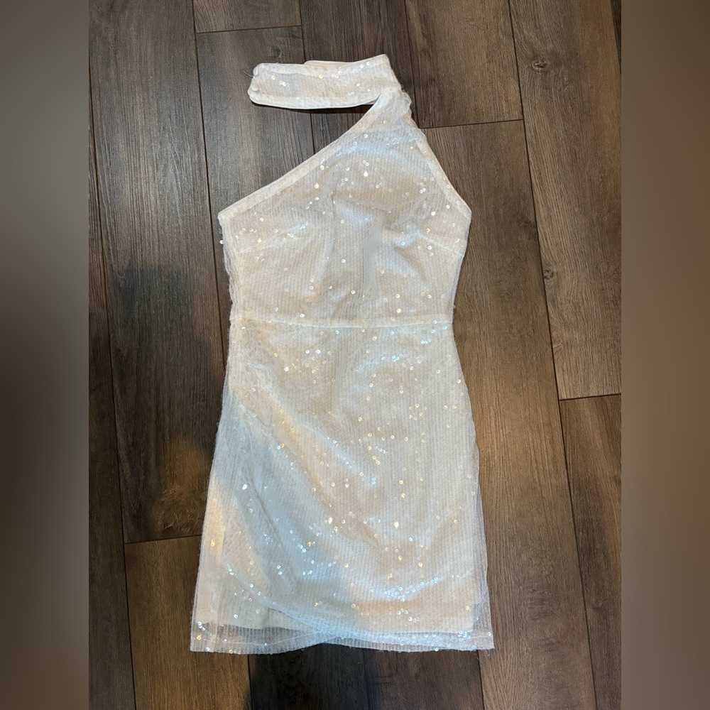 Lulu's Sequin White Mini Dress